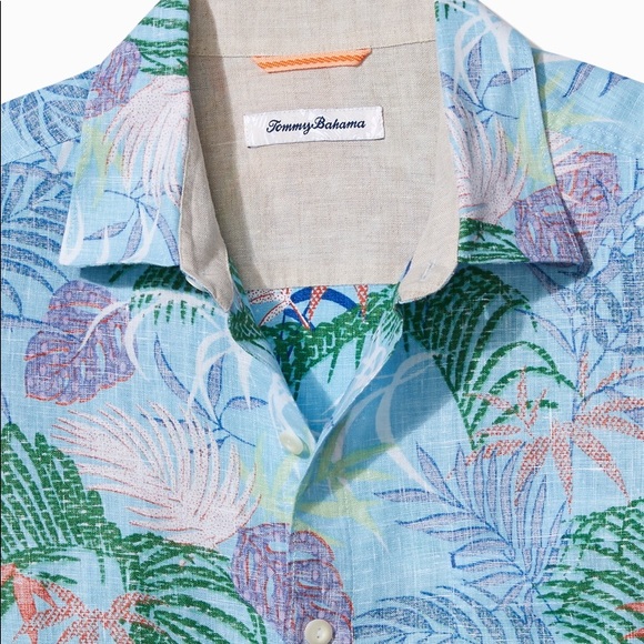 TOMMY BAHAMA TROPIC CALIENTE LINEN GRACEFUL SEA ME - Picture 2 of 3